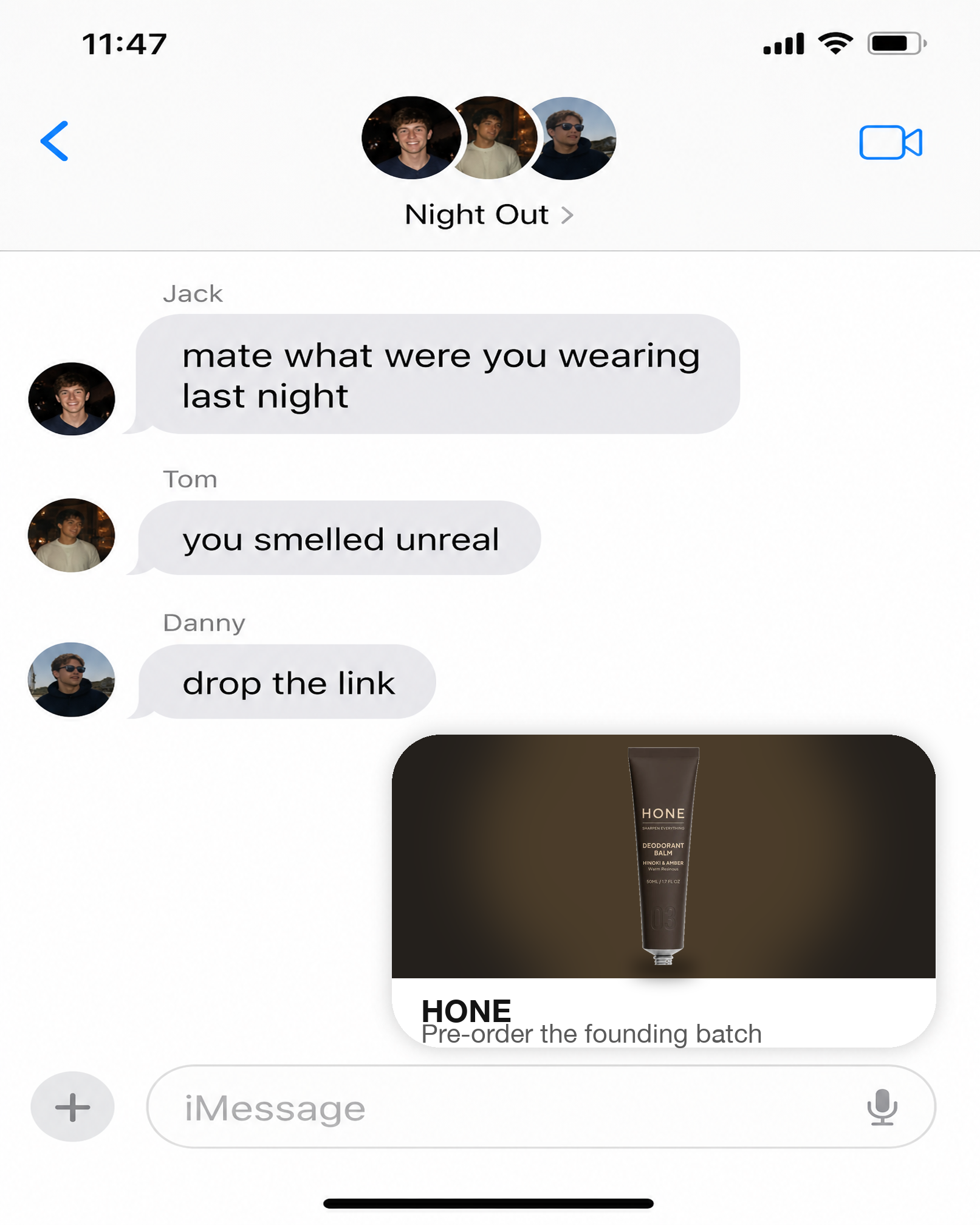Hone group chat ad